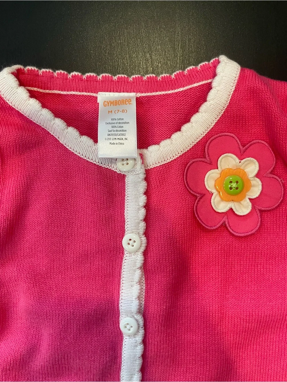 Gymboree Bright Pink Knit Cardigan with Flower Applique